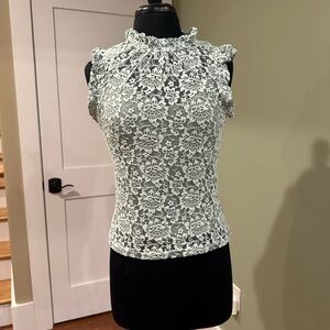 Dolan High Neck Pale Aqua Sleeveless Blouse